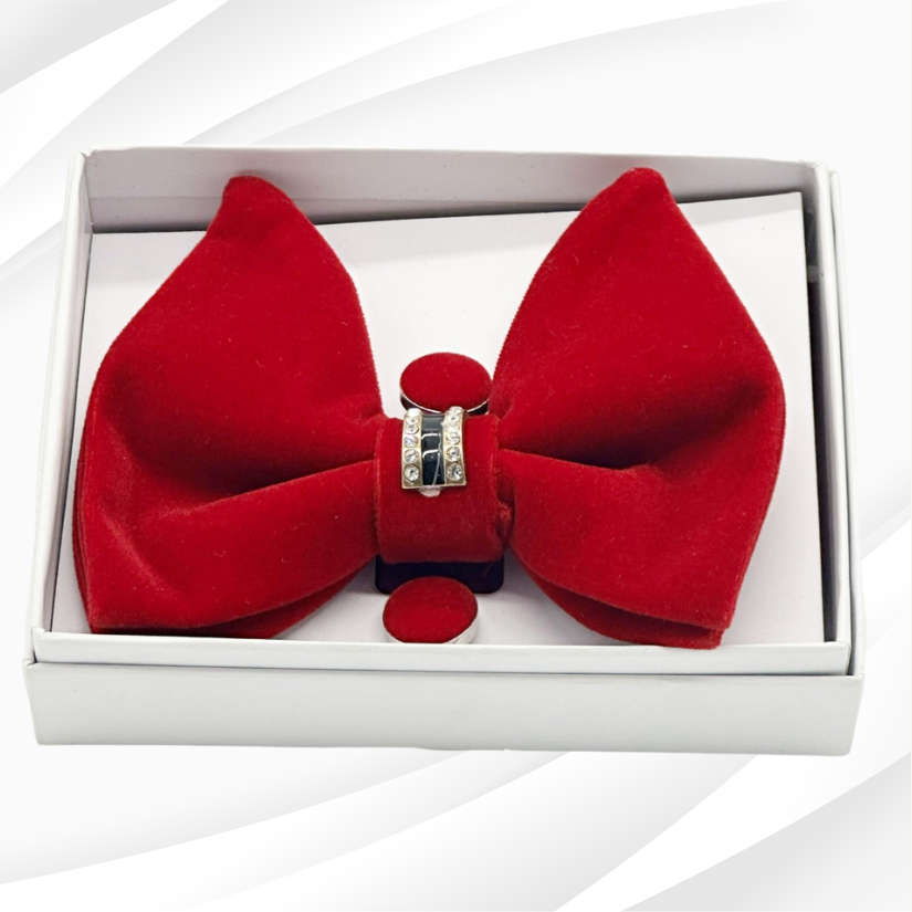 Baggi Bowtie With Cuff Buttons - Red