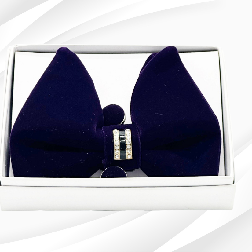 Baggi Bowtie With Cuff Buttons - Navy Blue