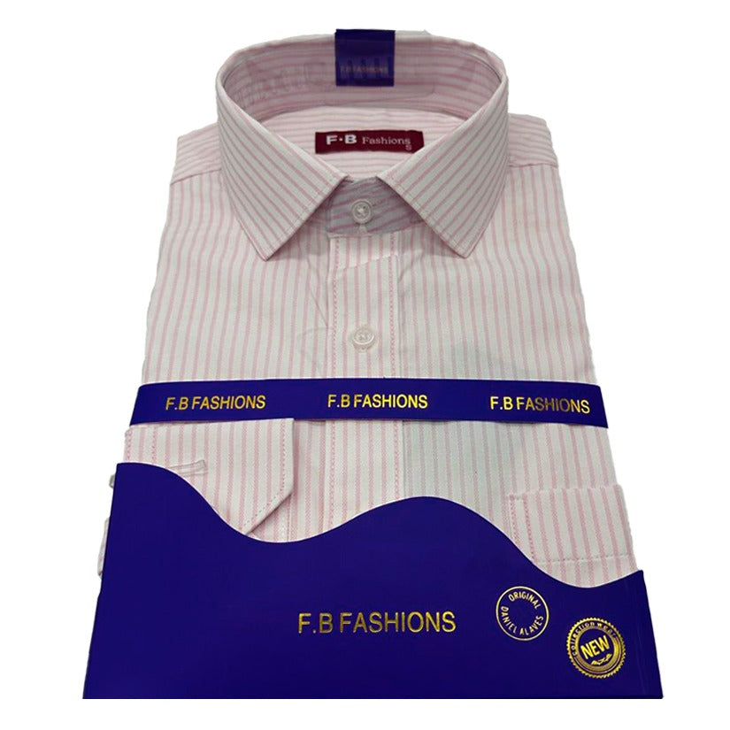 FB Fashions shirt - white with pink stripes