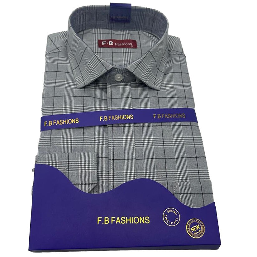 FB Fashions shirt - light gray with a darker gray check pattern