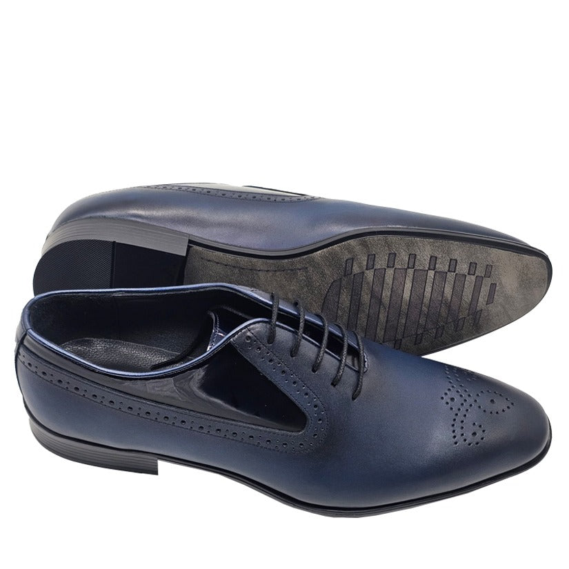 Baggi Leather Shoes - Navy Blue