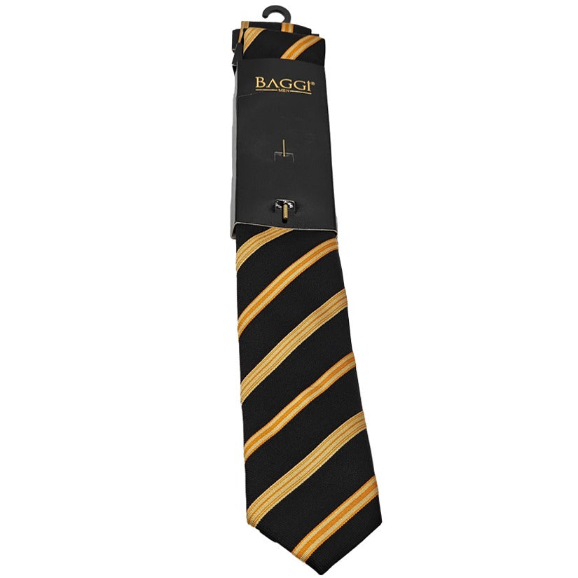 Baggi Neck Tie - Black with Orange stripes