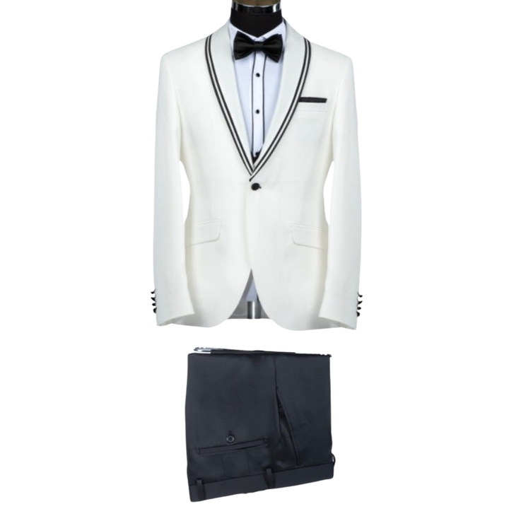 Bridal Tuxedo Suit - light gray and White