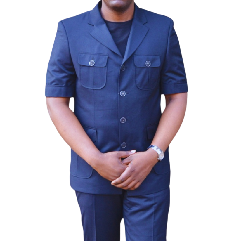 Baggi navy blue Kaunda short sleeve suits