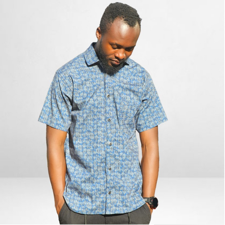 Short sleeved shirt - Azure blue berry
