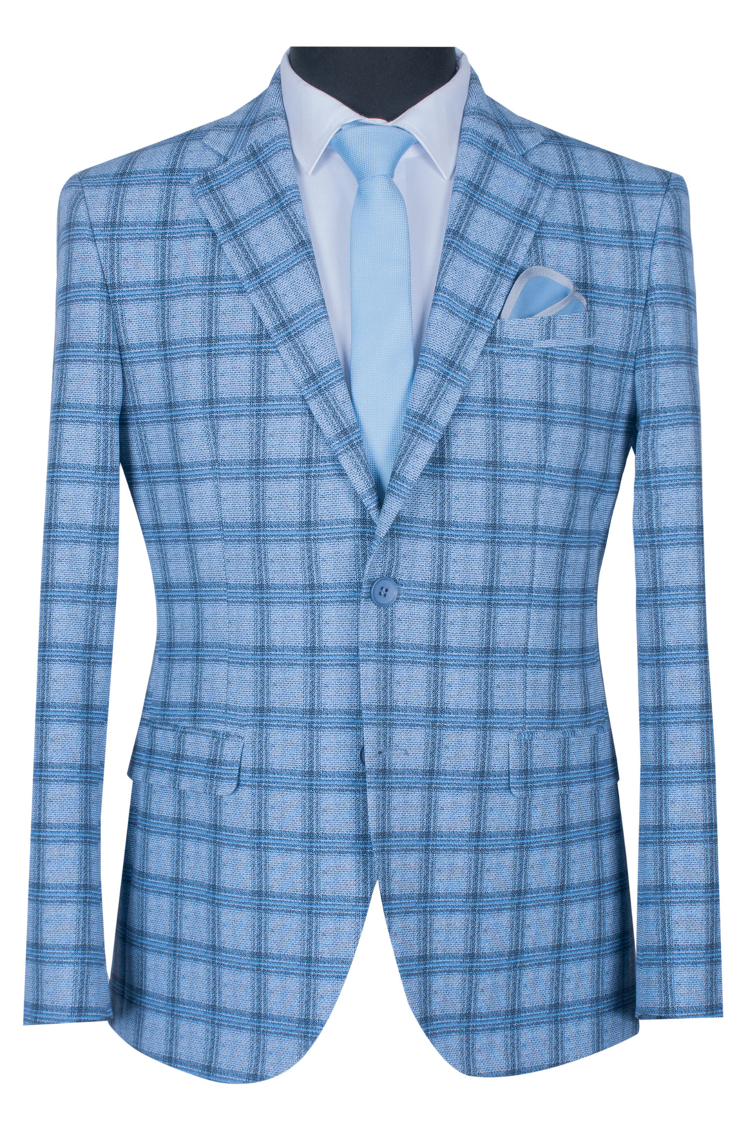 Skyline check suit  - light blue gray checkered